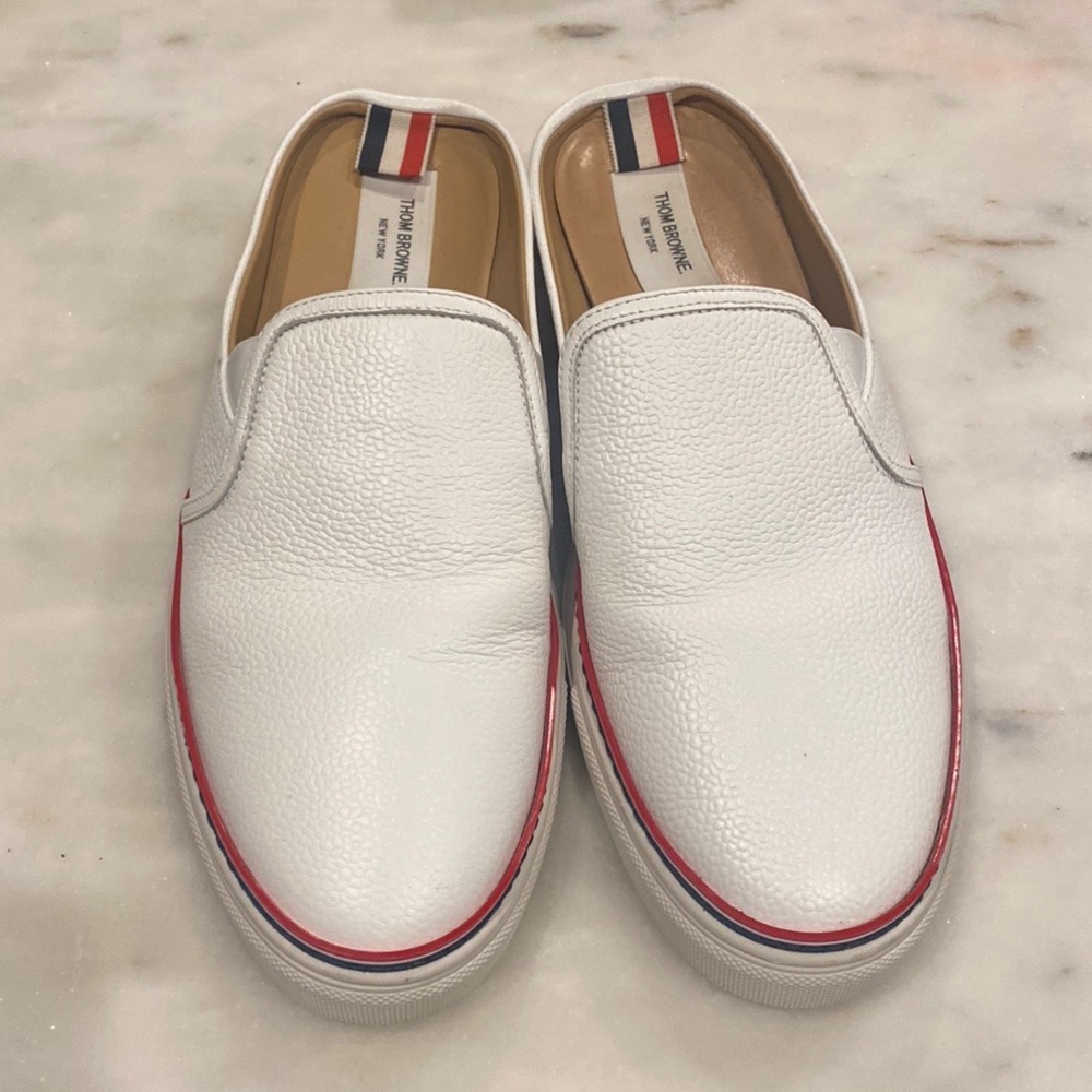 THOM BROWNE LEATHER SLIP ONS